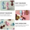 thumbnail image 2 of Shisuyan Blue Silicone Baby Spoon and Fork Set for Kids Self Feeding Training with Smooth Surface Easy to Clean Round Fork Head Safe to Use 2pcs, 2 of 8