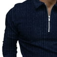 thumbnail image 4 of IROINNID Savings Long Sleeve Pullover Shirts for Men Casual Lapel Striped Pocket Zipper Shirt,Blue, 4 of 5