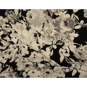 Challis Rayon Apparel Fabric Black Gray White Floral F504