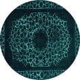 thumbnail image 1 of Ahgly Company Machine Washable Indoor Round Abstract Turquoise Blue Modern Area Rugs, 5' Round, 1 of 4