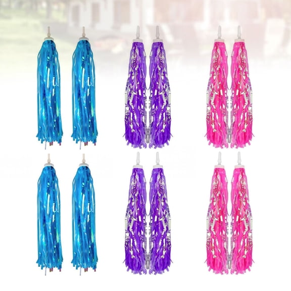 COSMOBETTY 12Pcs Children Scooter Handlebar Streamers Bike Tassel Ribbon Grips Pink Sky-Blue Purple 9.8In