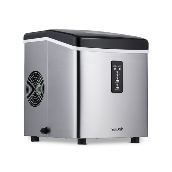 Newair Countertop Ice Maker Machine 28 lbs. of Ice in 24 Hours, Portable Design, 3 Bullet Ice Cube Sizes, Stainless Steel