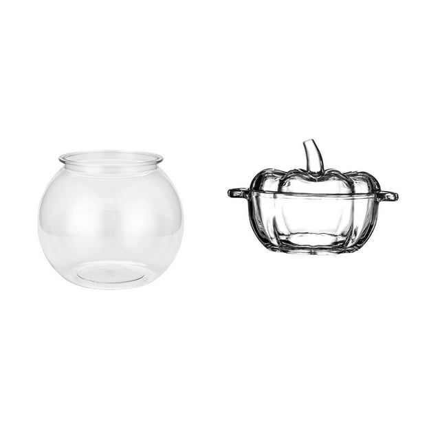 Jarrón De Calabaza Transparente Para Pecera, Ideal Para Oficina, Decoración Del Hogar, Pequeño Adorno Para Acuario, Tarro De Galletas Y Dulces Con Tapa Para Plantas.