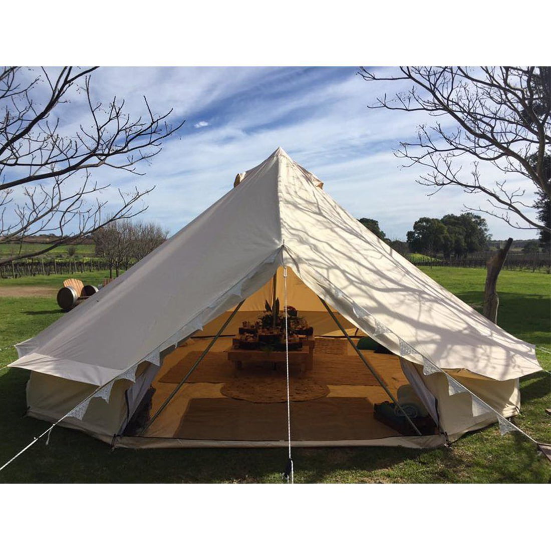 White Teepee Tent Canvas Pavilion Canopy 6 Inch Garden Outdoor Camping Cotton for sale online 