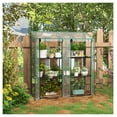 thumbnail image 2 of Lean to Greenhouse, Portable 3 Tier Plant Shelves, 56.3" x 18.1" x 59.4" Clear Greenhouse with Roll-Up Doors, Outdoor Garden Hot House, 2 of 8