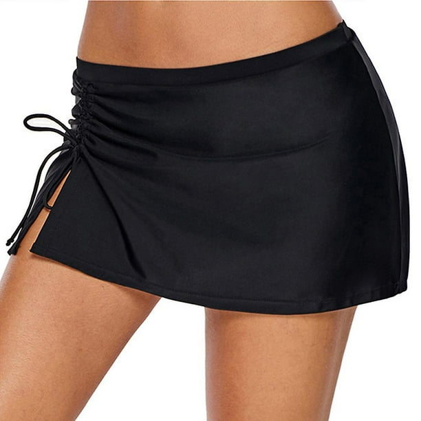 Falda de bano dividida con cordon deportivo para mujer con bragas integradas traje de bano de playa de verano TUNC Sencillez Walmart en linea