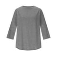 thumbnail image 6 of Lixiuxyad Women Basic Tee Athletic Sun Casual Crewneck 3/4 Sleeve Solid Color Tee Shirt Top For Outdoor Sports,Gray, 6 of 6