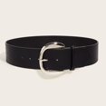 thumbnail image 2 of Previn Women's Faux Leather Adjustable Belts Square Metal Date Night Spring Thick Belt Vintage Metal Buckle Black Silver Small-Large, 2 of 4