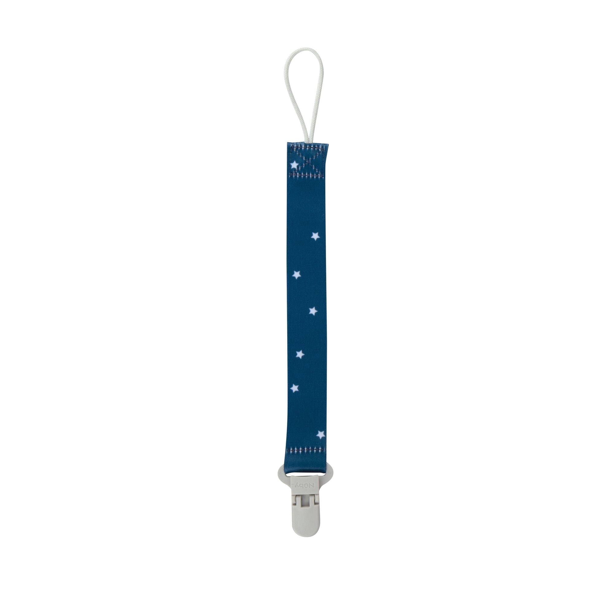 Nuby 2pk Cloth Pacifinder Clip, Gray Plaid & Blue Stars