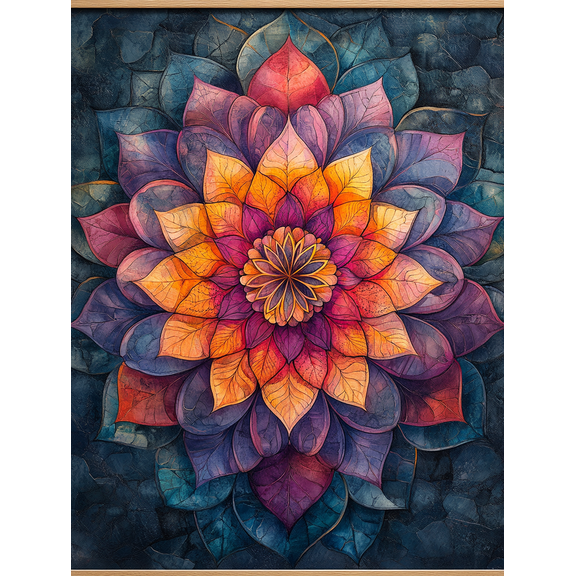 Vibrant Mandala Flower Canvas Art Print，Suitable for Living Room，Bedroom，Office，Bathroom，and Dining Room Decoration.