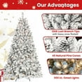 thumbnail image 3 of 7ft Prelit Flocked Christmas Tree, Frosted Artificial Christmas Tree with 500UL Lights, Pine Cones & 1124 Tips, Auto Hinged Easy Setup Full Prelighted Fake Christmas Tree, 3 of 8