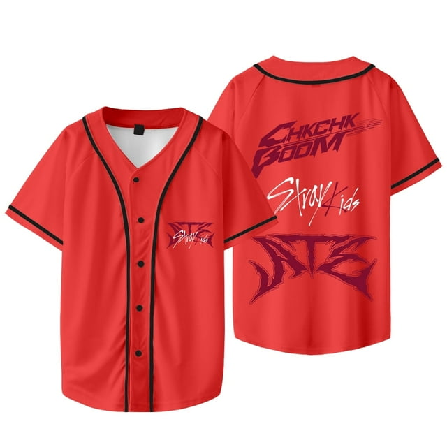 Kpop Stray Kids Chk Chk Boom Merch Veste de Baseball Été Femmes Hommes Mode T-Shirts à Manches Courtes,m,style 4