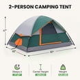 thumbnail image 2 of EDX 2-Person Waterproof Camping Tent with Rainfly, Easy Setup Dome Tent with Mesh Windows & Skylights, Lightweight Portable Tent for Outdoor Camping, Festivals & Backyard, Green, 2 of 9
