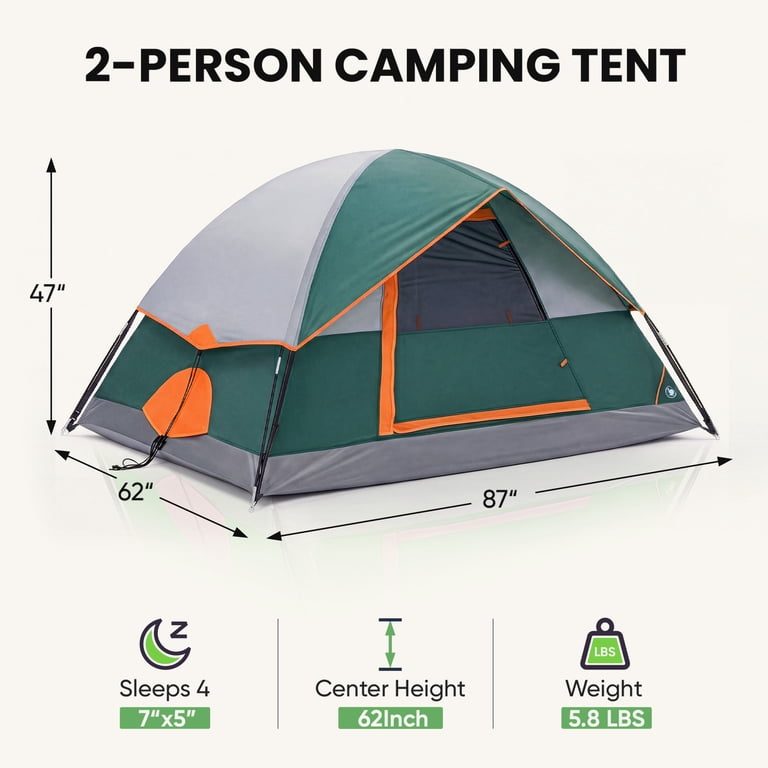 JIOABL 2 Person Dome Camping Tent with Rainfly, Waterproof