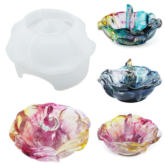 Anlan-angel Ring Tray Silicone Resin Mold Ring Holder Resin Mold for DIY Jewelry Holder Dish Ring Cone Trinket Tray Home Decor Rose Jewelry Tray
