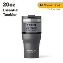 RTIC 20 oz Ceramic Lined Insulated Essential Tumbler, Leak-Resistant Lid, Graphite