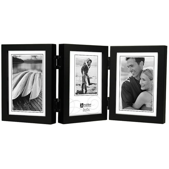 Malden International Designs Classic Concepts Vertical Black Wood Picture Frame, 3 Option, 3-5x7, Black