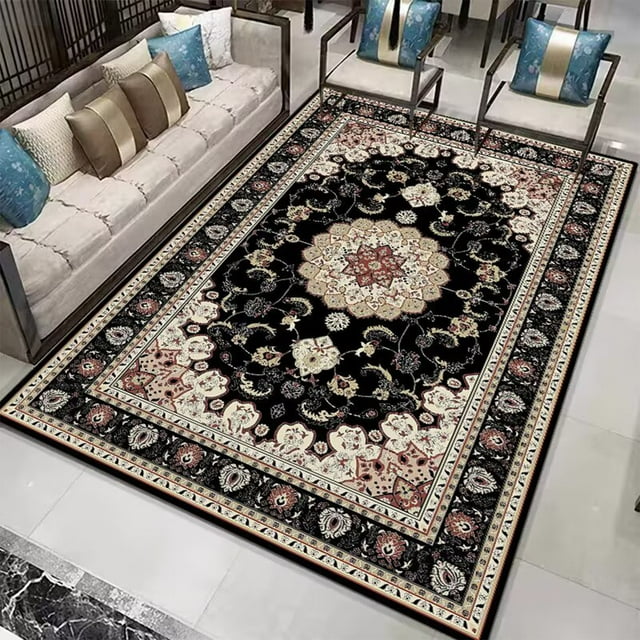 Large Vintage Bohemias Mats Symmetrical Boho Rugs Oil Resistants Washable Large Rug Non Slip Rugs For Kitchen Living Room Bedroom Iinterior Home Decor