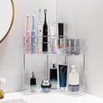 thumbnail image 2 of XKHAZA Corner Bathroom Countertop Organizer – Spacious Storage for Makeup, Skincare & Perfumes, Built-in Brush Holder Fits Vanity/Dresser, 2 of 3