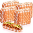 thumbnail image 1 of 500 Pcs Paper Hot Dog Trays, 6'' Disposable Hot Dog Boats Fluted to Go Paper Food Tray Small Hotdog Holders for Concession Stand Party Food Truck Hot Dog Cart Accessories, Orange, 1 of 7