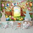 thumbnail image 4 of Easter Banner, Happy Easter Bunny and Colorful Eggs Party Decorations, Photo Booth Background Cloth For Holiday Atmosphere Setup, 72x36 Inches, 4 of 5