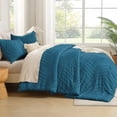 thumbnail image 7 of Teal Comforter Set King Size, Boho Soft Warm Tufted Bedding Comforter Sets for King Size Bed, 3 Pieces Aesthetic Chevron Farmhouse Cute Bohemian Textured Bedding Set, 7 of 7