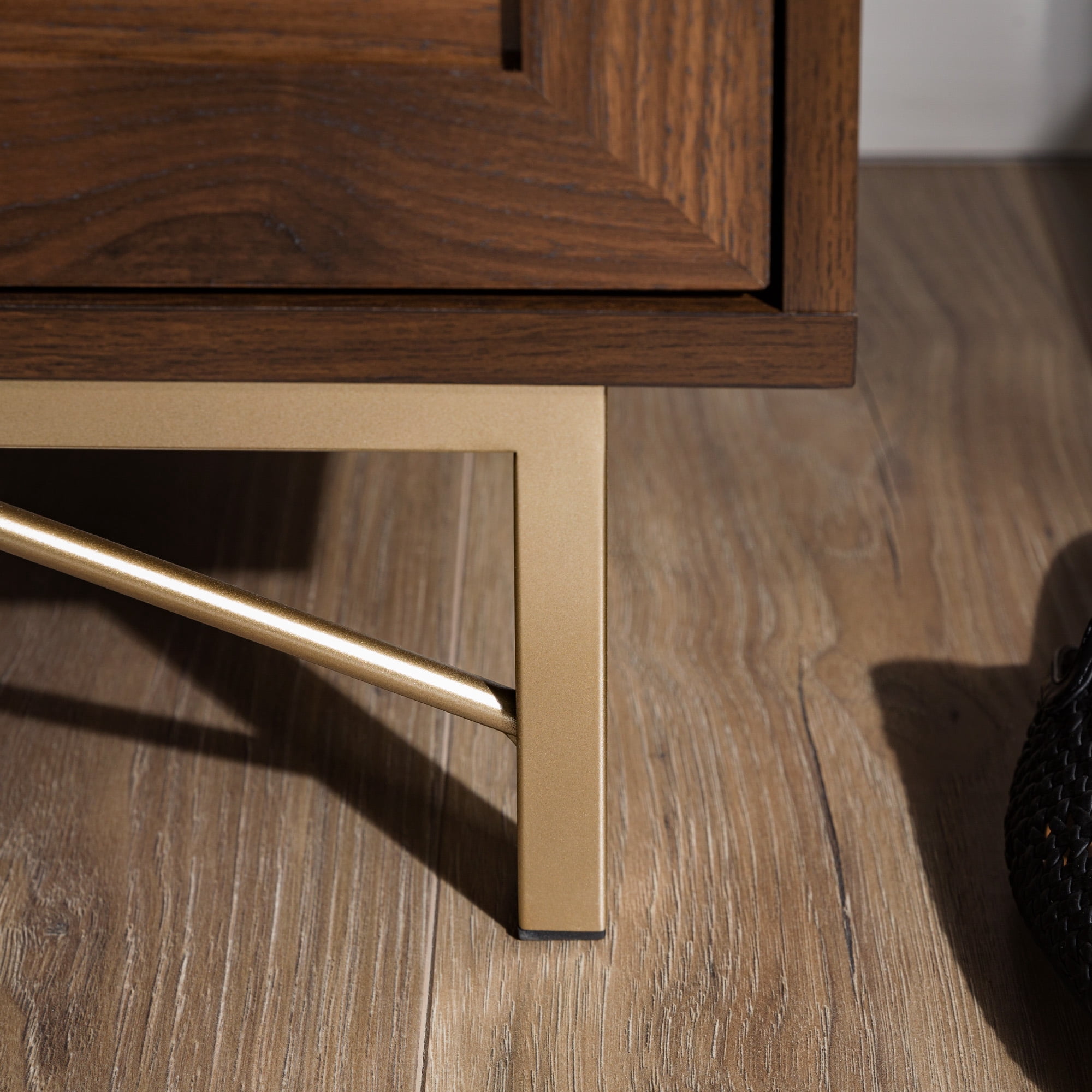 Walker Edison Modern Single Drawer Nightstand, Dark Walnut