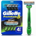thumbnail image 1 of Rastrillo Gillette Prestobarba3 Sport con 3 Hojas para Rasurar al Ras, 4 Uds, 1 of 5