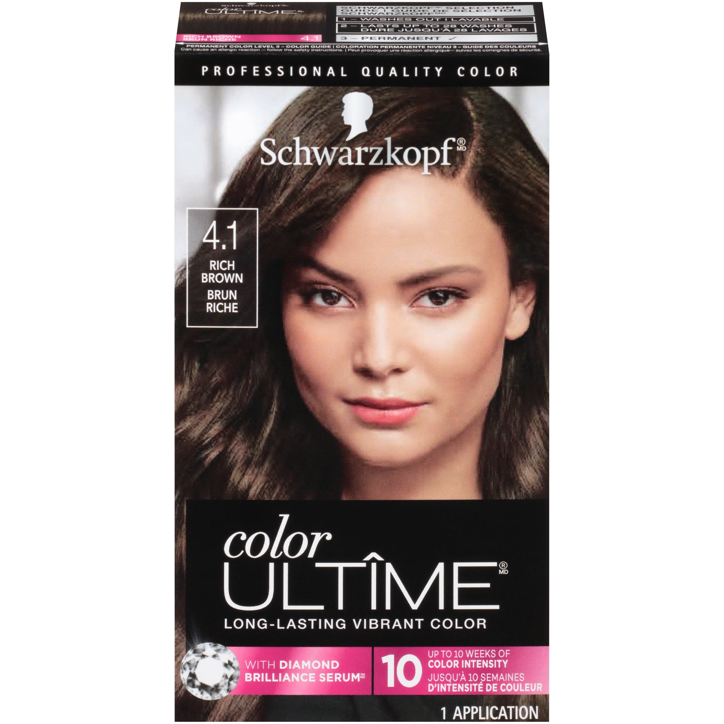 Schwarzkopf Color Ultime Permanent Hair Color Cream, 4.1 Rich Brown