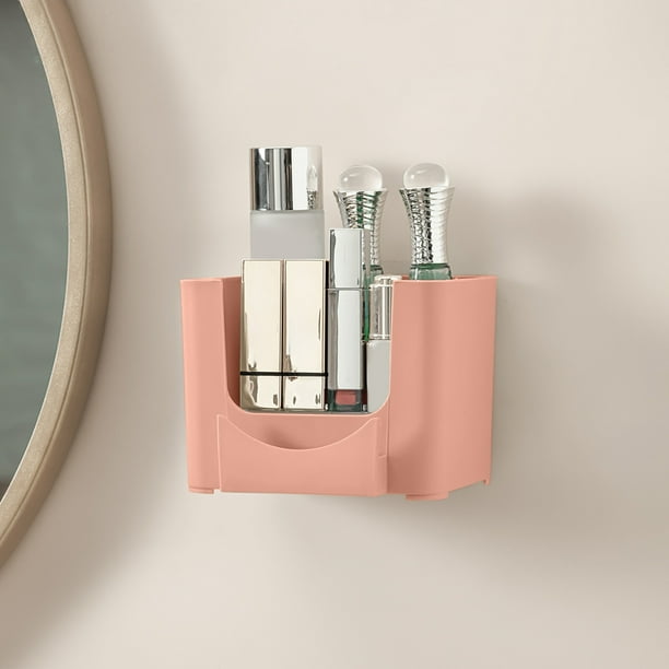 Organizador de Baño de Pared para Organización y Almacenamiento, Estante para Cosméticos Sin Taladros, Plástico Abs, Capacidad de 5 Kg, Rosa, Verde Menta, Blanco y Gris, 16 X 12,5 X 12,5 Cm, Fácil In