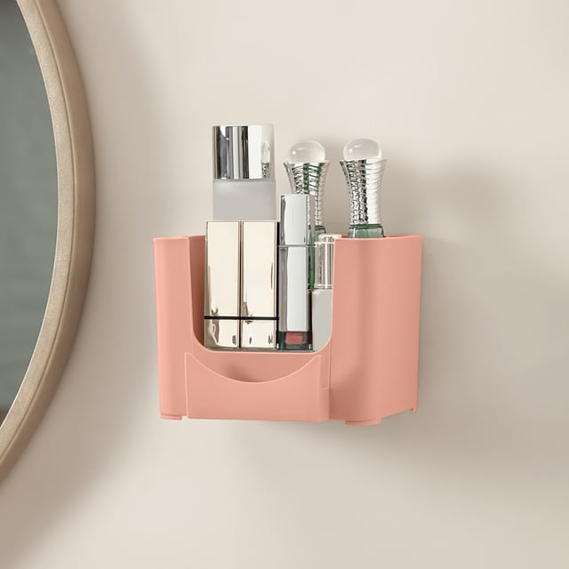 Caja de Almacenamiento para Baño, Organizador de Cosméticos, Estante de Escritorio con Ganchos Adhesivos, 16 x 12.5 x 12.5 cm, para Organización del Hogar, Cocina y Lavabo