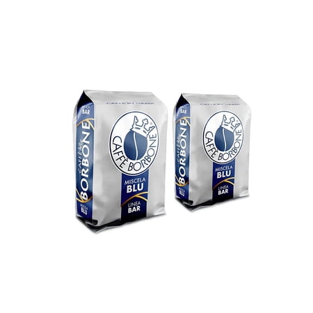 Caffe Whole Bean Coffee Bar Line, Blue Blend, Medium Roast, Arabica Robusta Blend, Balanced Full-Bodied, Roasted Freshly Packaged in Italy - 2.2 Pound Bag (Pack of 2)