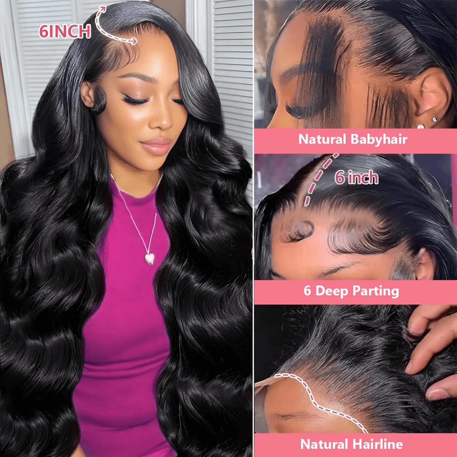 13x6 Body Wave Pre Plucked Human Hair HD Transparent Lace Front Wigs 200% Density Glueless Lace Frontal Wigs with Baby Hair for Women 32inch