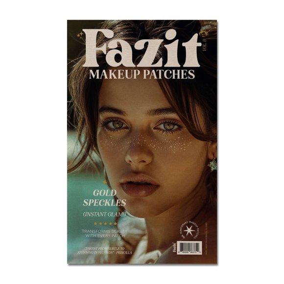 Fazit Makeup Patches - Gold - Face Glitter Makeup Speckles - Glow Up Makeup Patches - Face Glitter Speckles Patches - Cute Glitter Makeup Accessories for Women - Cosmetic Glitter for Face - 6 Count