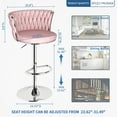 thumbnail image 3 of LinkRomat Bar Stools Set of 2, Counter Height Adjustable Bar Chairs with Back, Kitchen Bar Stools, Swivel Bar Stool Upholstered Bar, Pink, 3 of 7