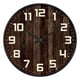 thumbnail image 1 of Reloj de pared rústico de madera de 12 pulgadas con mecanismo de alimentación por batería., 1 of 6