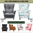thumbnail image 6 of HUISEFOR Wingback Chair Covers, Stretch Wingback Armchair Slipcover, 2 Piece, 1 Wing Cover & 1 Cushion Cover, Wrinkle Resistant, Full Protection, Blue White Rose Patchwork, 6 of 7