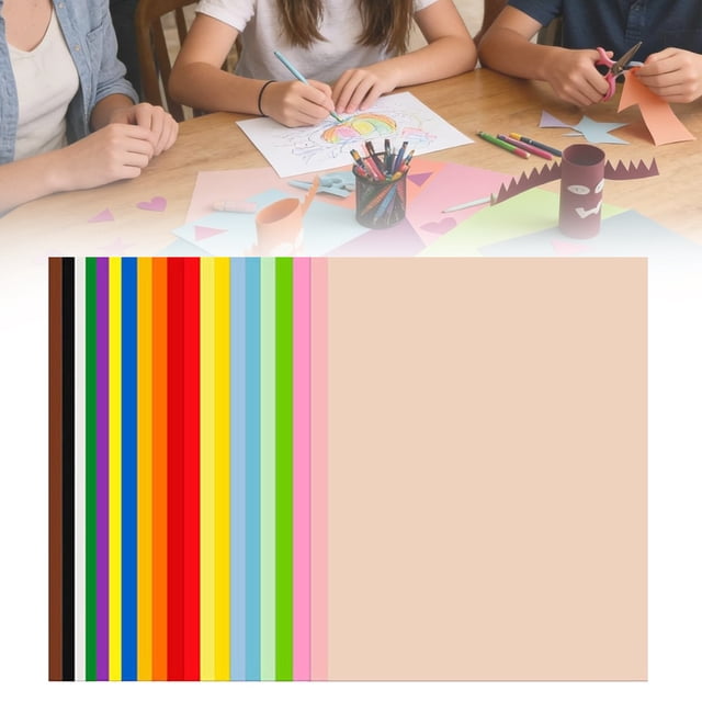 100Pc Construction Paper Colored Cardstock Paper For Classroom Craft Room (A)