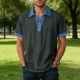 thumbnail image 2 of Ecqkame Men's Lapel Shirts Short Sleeve Casual Lightweight Pullover Tops Daily Versatile Outdoor Golf Tennis Shirt Dark Gray M, 2 of 9