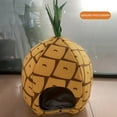 thumbnail image 3 of Dog & Cat Bed for Indoor Cats, USB Plug-in Pineapple Heated Cats Litter Winter Cotton Fleece Warm USB Heated Pet Litter Dog Kennel Pineapple House Winter Cats House, 3 of 6