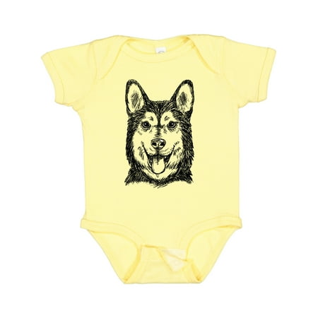 

Inktastic Siberian Husky Sketch Portrait Gift Baby Boy or Baby Girl Bodysuit