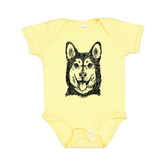 Inktastic Siberian Husky Sketch Portrait Boys or Girls Baby Bodysuit