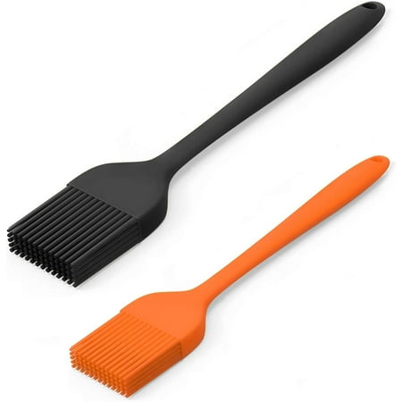 

Fabulas Silicone Basting Pastry Brush Kitchen Oil Cooking 2Pack Black Orange