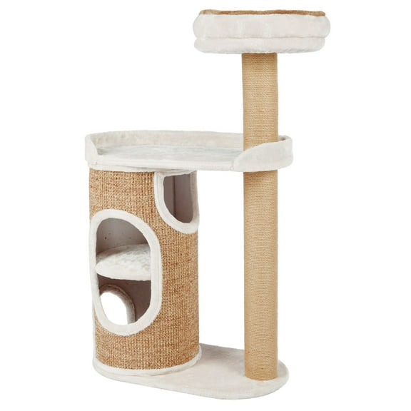 TRIXIE Falco Plush & Sisal 2-Level 46" Cat Tree, Scratching Posts & 2-Story Condo, Brown