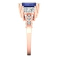 thumbnail image 3 of 4.27 ct Emerald Cut Simulated Tanzanite 3 Stone 14K Rose Gold Womens Engagement Ring, 3 of 5