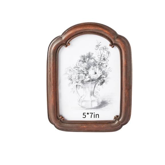 5x7 Vintage Picture Frame, Vintage Brown Hand-Crafted Resin with Glass Front Elegant Retro Vintage Design Photo Frame for Tabletop Display Home Decor
