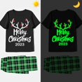 thumbnail image 2 of Pijamas familiares a juego de Navidad, conjunto de Pijamas cortos negros brillantes, Feliz Navidad, 2023, 2 of 3