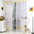 thumbnail image 1 of Panel de cortina de ventana de gasa de tul floral de mariposa (rosa 100X200cm, 1 of 6