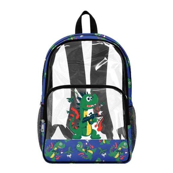 SEANATIVE Kids Transparent Backpack Clear Bookbag See Through School Bag Heavy Duty PVC 2026 Trendy Backpacks for Preschool Elementary Students, Cartoon Dinosaur Pattern