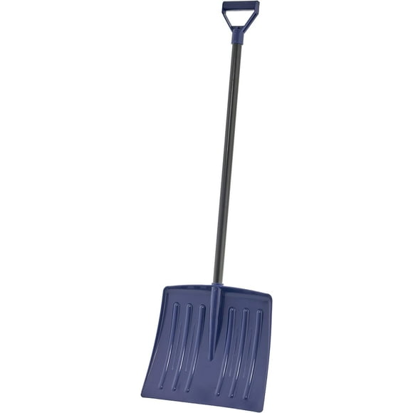 Superio Kids Snow Shovel for Driveway, Plastic Heavy Duty Shovel for Snow Removal with D Grip Wooden Handle Small Navy Kids Shovel Sturdy, 35“ Height, Durable Plastic 12" Wide Blade, Snow Fun (1)